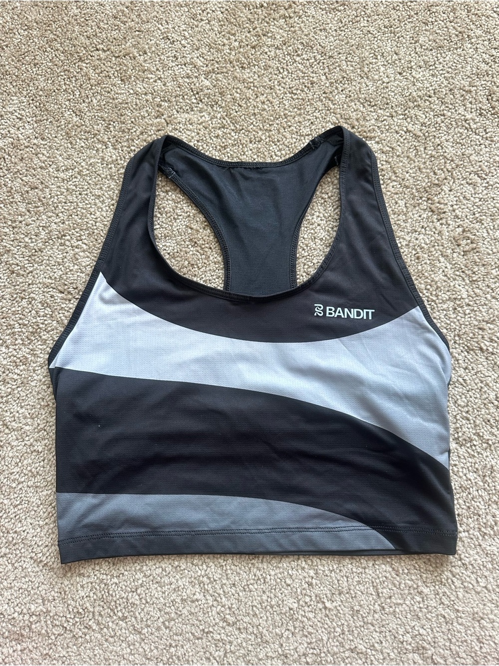 Bandit Running Black & Gray Racerback Mesh Crop Top